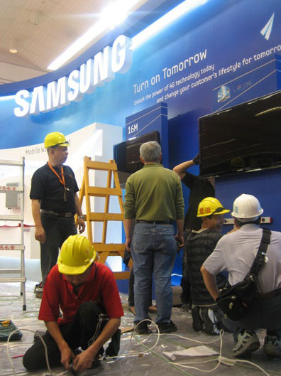 사진 : 12日 부스 공사 모습 