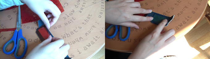 셀로판지를 붙이는 모습