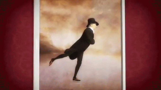 움직이는 더딩스턴 호수에서 스케이트를 타는 로버트 워커