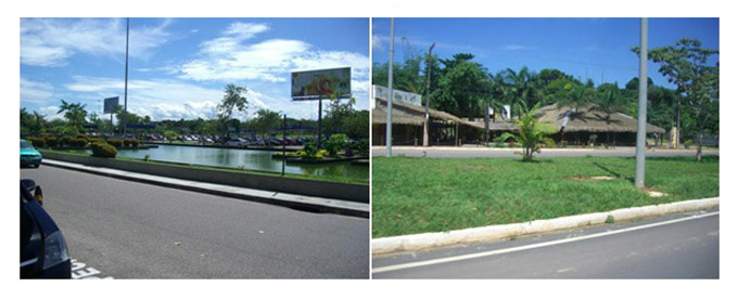 공항 앞 전경, 거리의 집들