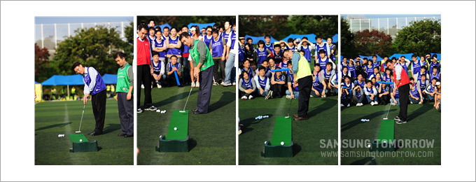 퍼팅 중인 사람들