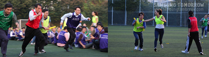 계주를 뛰는 임원진