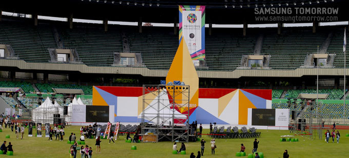 행사를 준비하는 잠실 종합운동장