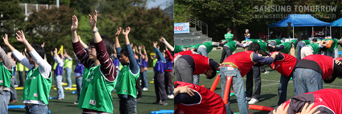 스트레칭 중인 사람들