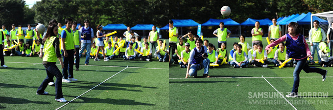 피구 중인 사람들