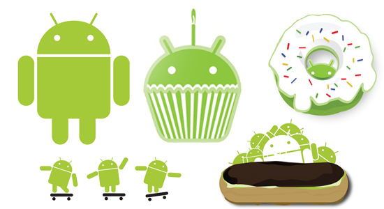 다양한 안드로이드 버전명과 로고
