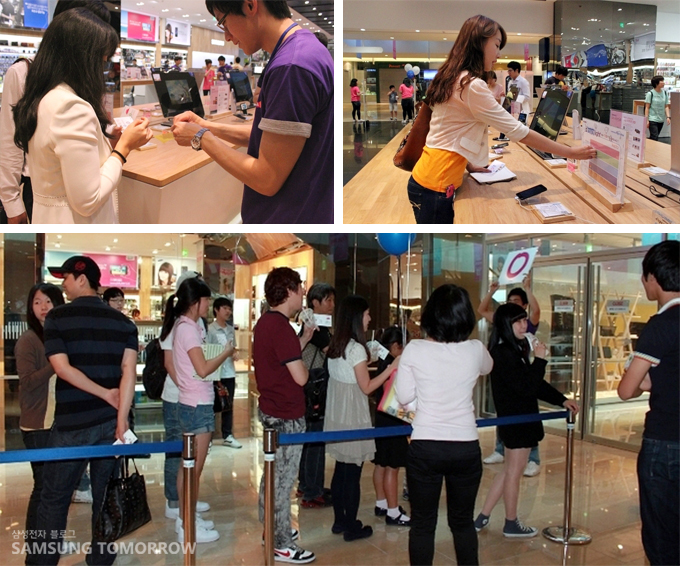 딜라이트 전시회 투표를 하는 사람들