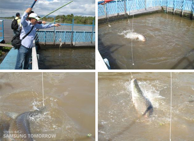 낚시하고 있는 사람