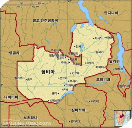 잠비아 지도