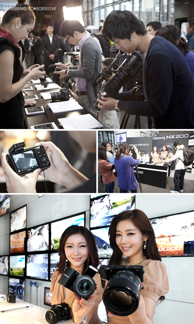 NX200을 체험하고 촬영하는 언론관계자들