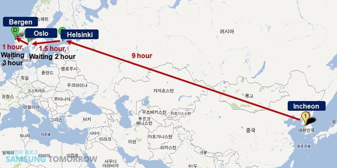 노르웨이 경유항공편