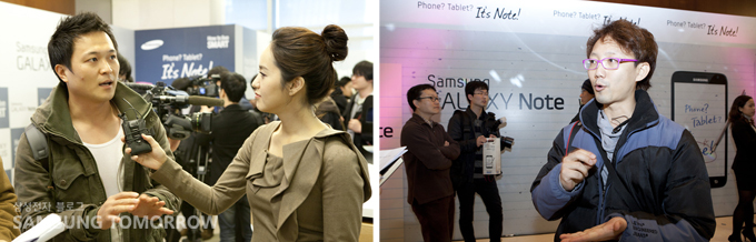 인터뷰하는 사람들