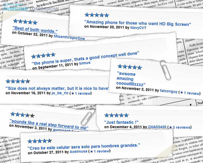 미국 유명 IT 전문 매체 Cnet에 올라온 갤럭시 노트에 대한 유저들의 리뷰