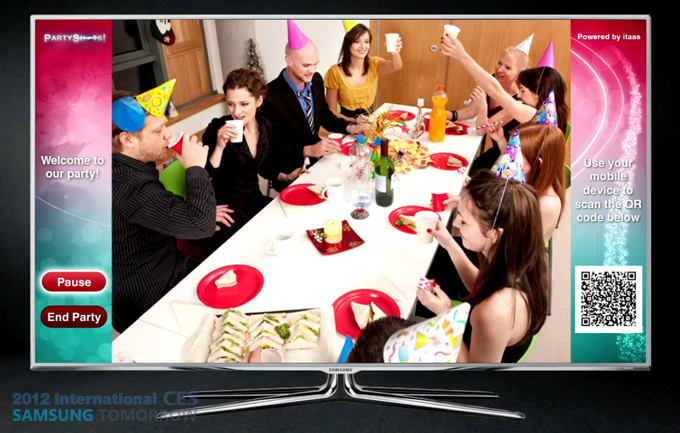 어플리케이션 Party Shots을 켜놓은 tv