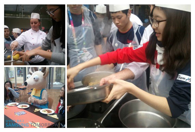 음식을 배우는 학생들