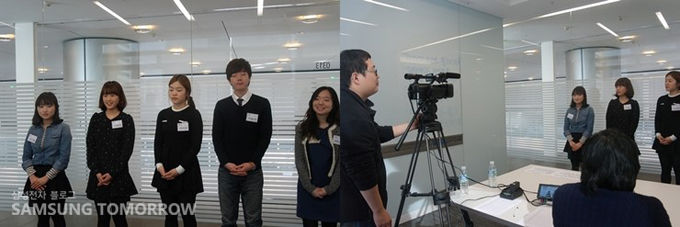 카메라테스트를 받는 학생들