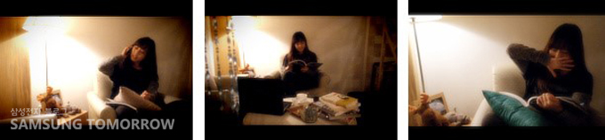 의자에 앉아 책을 읽는 여자