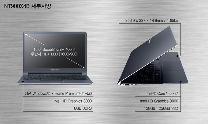 시리즈9제품스팩한글 사본, 13.3인치, 무반사HD+LED, 정품windows 7 Home Premium, Intel HD Graphics 3000, 4GB DDR3, Intel Core i5, Intel HE Graphics 3000 128GB SSD