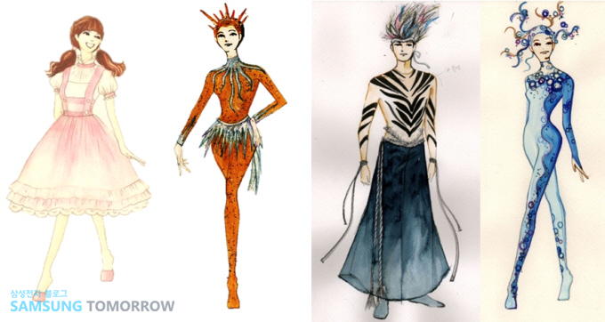 소녀, 빛, 바람, 물의 캐릭터