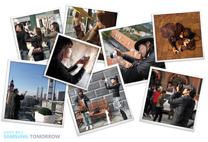 여러포즈로 사진찍는 사진기사