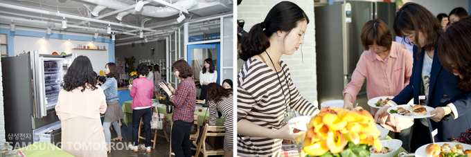 간식을 먹는 사람들