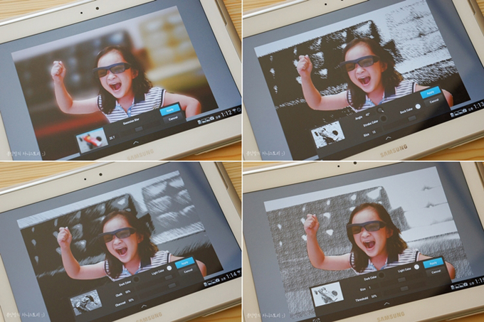 효과를 설정한 사진들