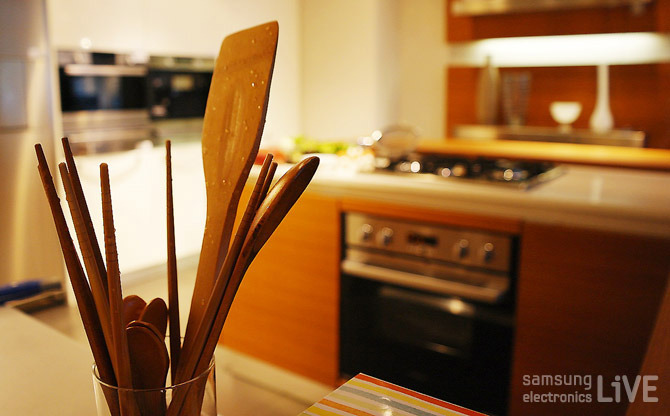 삼성솔루션전시장의 주방 요리도구