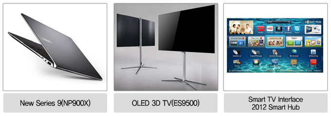 뉴시리즈 9 (NP900X), OLED 3D TV(ES9500), SMART TV INTERFACE 2012 SMART HUB