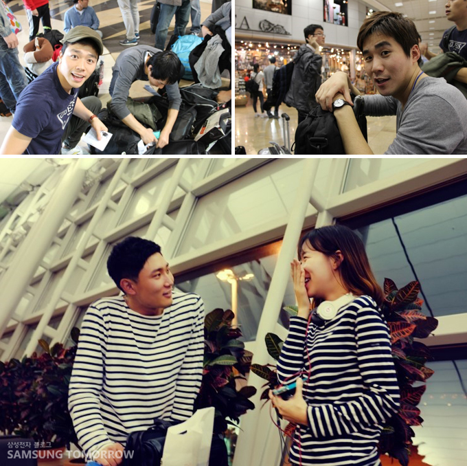 탑승을 기다리는 단원들