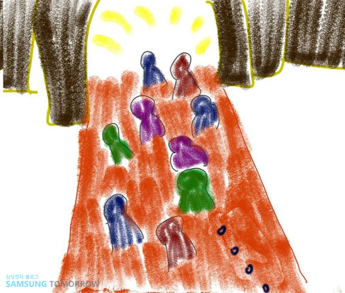 성으로 들어가는 사람들