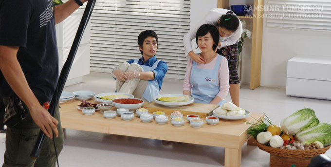 촬영준비하는 선수들