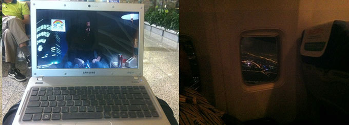 노트북 센스 Q330과 창가를 통해 내다본 상해 풍경