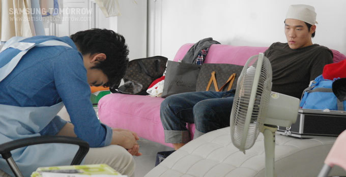 촬영중간 쉬고있는 선수들