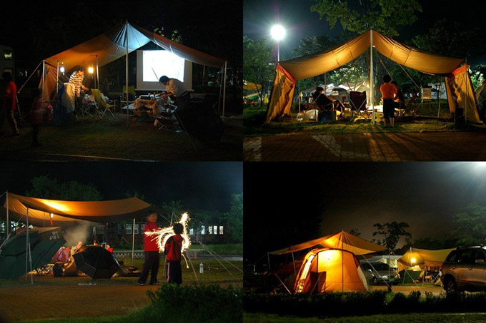 오토캠핑을 하는 사람들을 모습