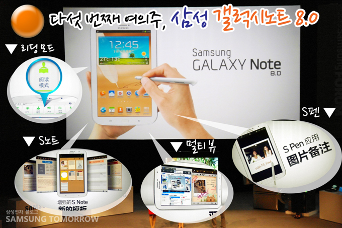 다섯번째 여의주, 삼성 갤럭시노트 8.0 리딩모드, S노트, 멀티뷰 S펜