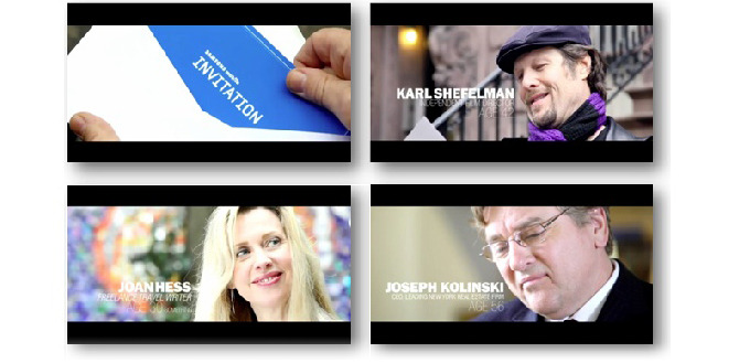 영상의 한 장면, 초대장을 받는 사람들의 모습