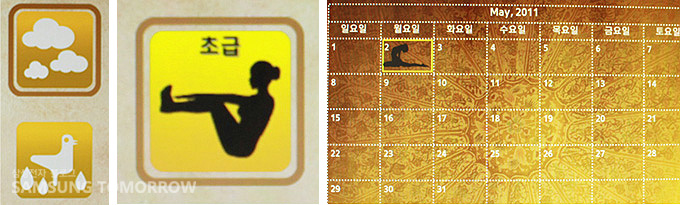 배경음악 설정 / 난이도 설정 / 요가 그래프