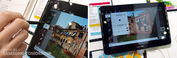 갤럭시 노트 10.1의 ps touch를 이용하는 모습