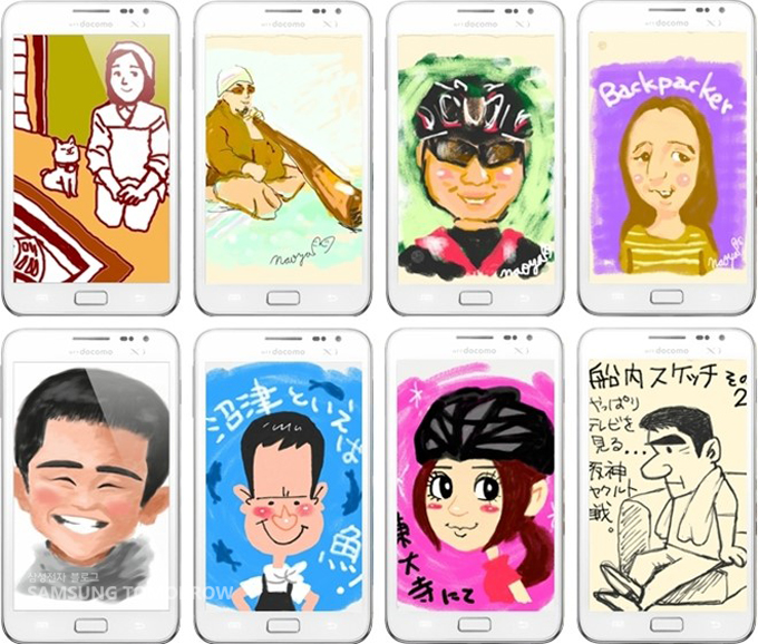 갤럭시 노트로 그린 여행 중 만난 일본 사람들