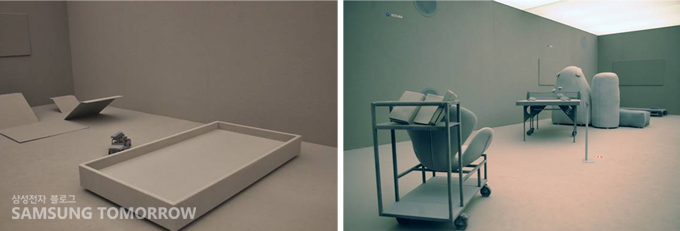 현재를 대변하는 회색 구조물