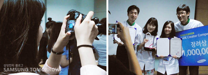 기념촬영을 하는 학생들