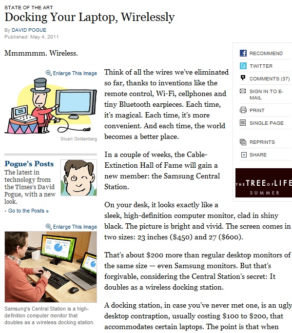뉴욕타임즈(NYT)에 실린 센트럴 스테이션 모니터 칼럼 원문(출처: NYT/출처가 명기된 이미지는 무단 게재, 재배포할 수 없습니다) 