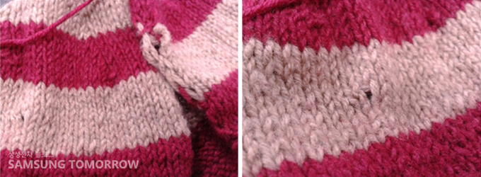 엉성한 털모자의 모습