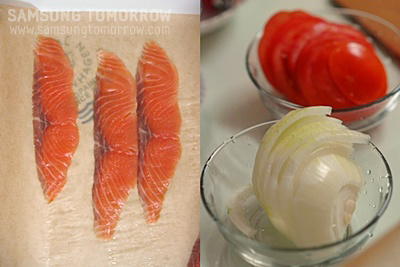 연어와 토마토, 양파