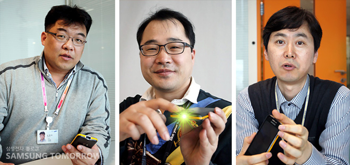 H/W 개발의 신옥조 책임, 기구 개발을 담당한 임진만 책임, 개발 PL을 맡은 구도일 수석