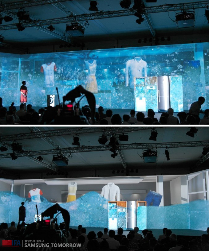 삼성 세탁기 설명 하는 모습