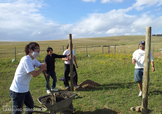 나무심는 삼성 직원들
