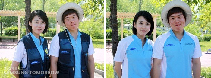 왼쪽 스토리텔러 김정연(중앙대 신방과), 오른쪽 답사단원 김선태(동서대, 영상과)