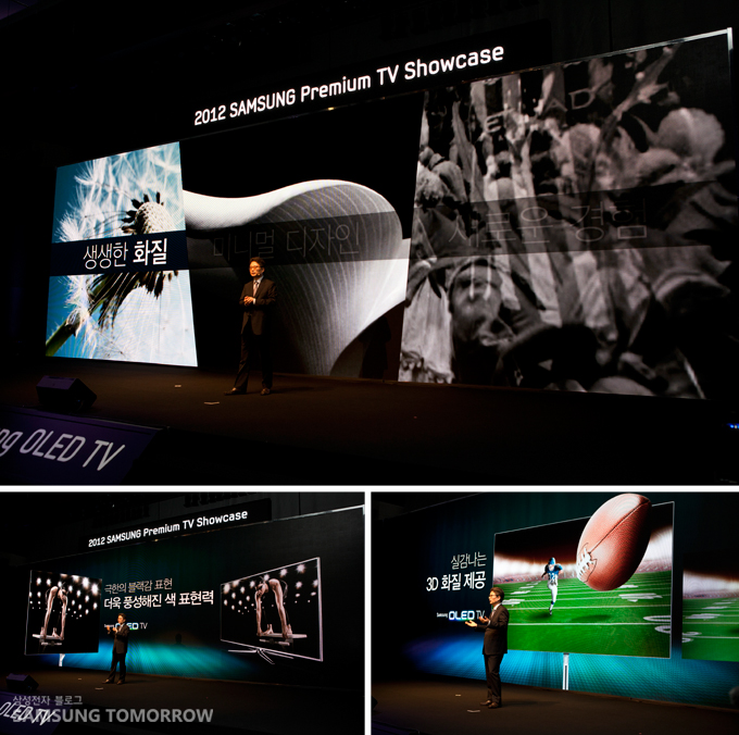 영상 디스플레이 사업부 이경식 상무가 OLED TV를 설명하는 모습