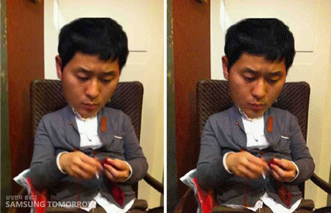 뜨개질 중인 글쓴이